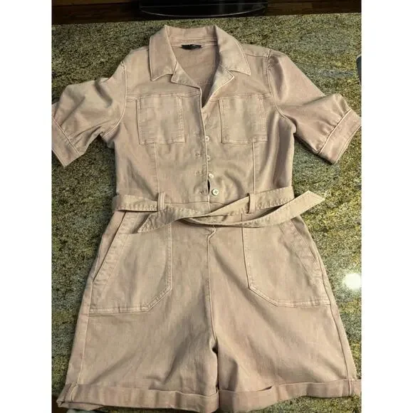 Paige Mayslie Jumpsuit in Vintage Rouge Glow Pink Short Sleeve Sz‎ 8 - Picture 2 of 16